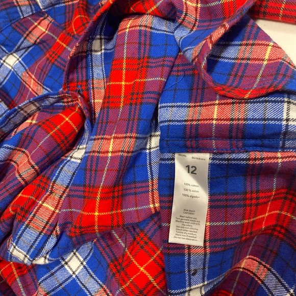 CARTERS KIDS NWT RED/WHITE/BLUE COTTON FLANNEL BUTTONDOWN SHIRT LONG SLEEVE SZ12 - Picture 6 of 8